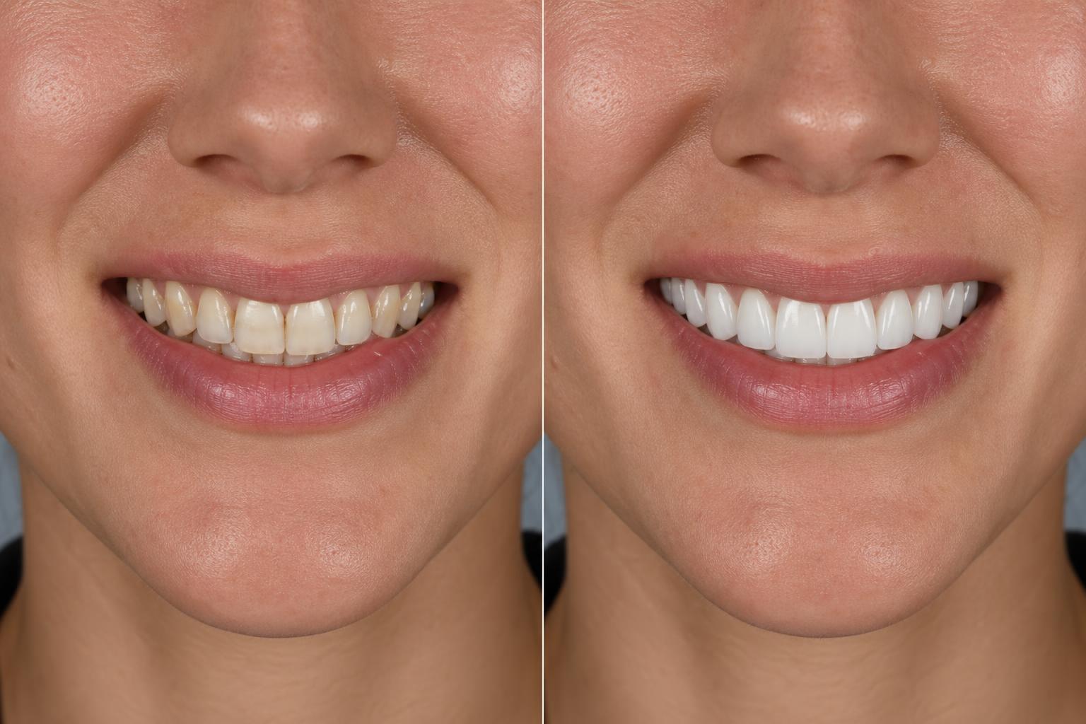 Before and after dental smile transformation