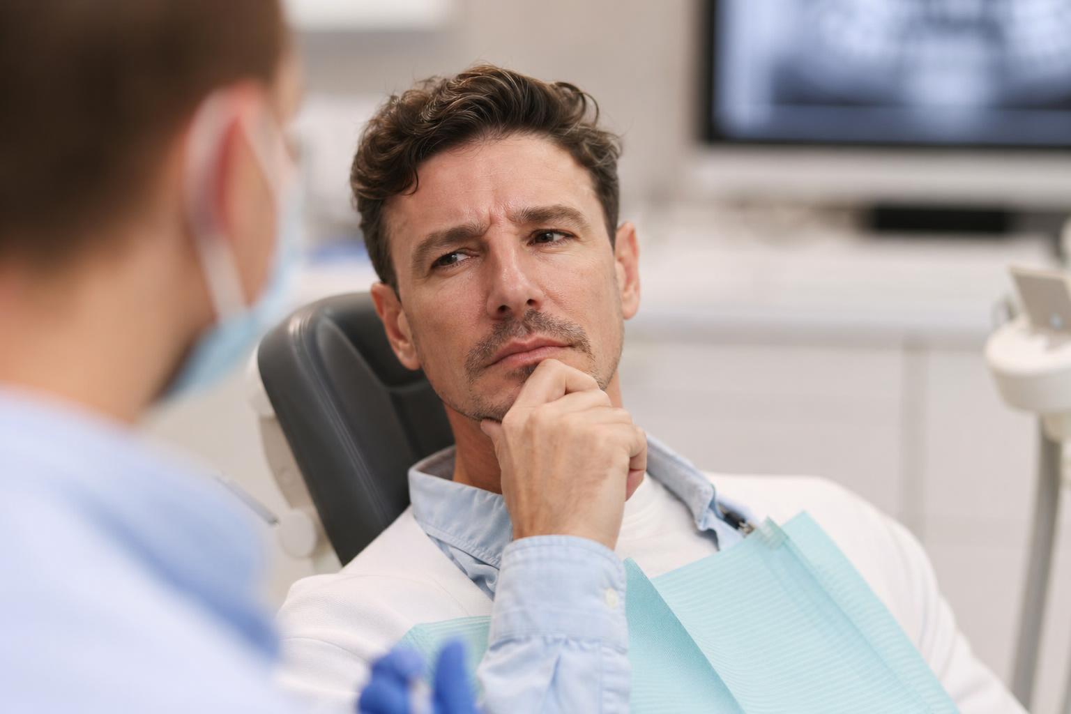 Patient looking unsure during a dental consultation